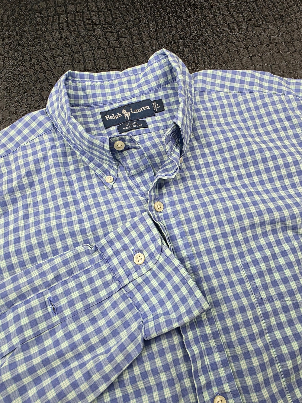 Ralph Lauren Blake Button Up Dress Shirt Size L Blue / Baby Blue Checkered